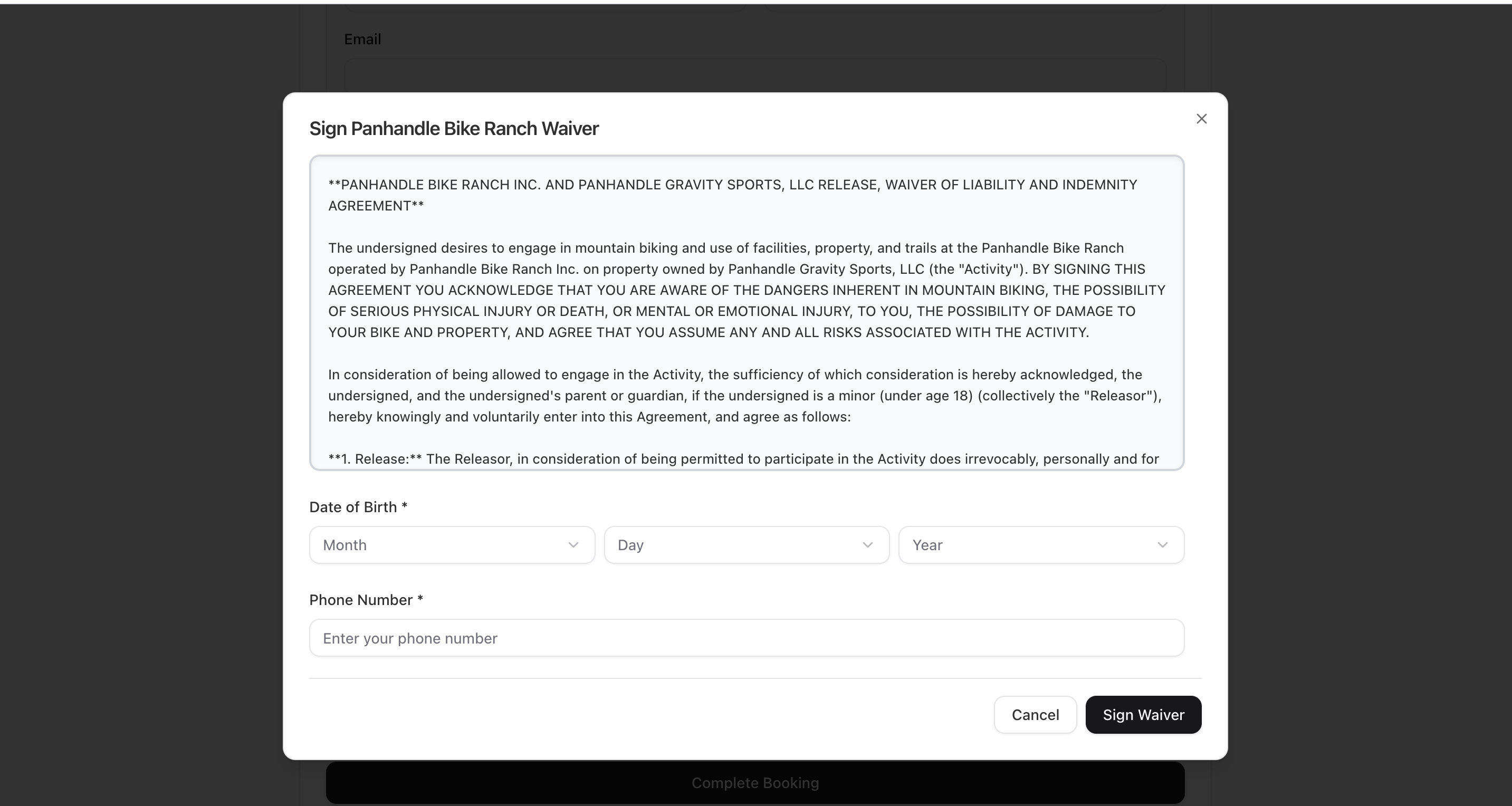 Digital waiver signing